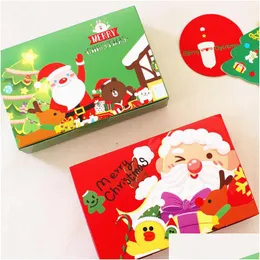 Confezione regalo Rosso Verde Buon Natale Scatola di imballaggio di carta Regalo di favore di Babbo Natale Felice anno nuovo Scatole di biscotti di caramelle al cioccolato Lx4370 Drop Dhsji