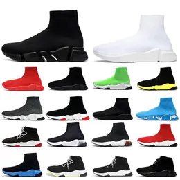 2024 Balanscigas Shoes Sock Designer Shoes Speed Trainer Mens Shoes Platform Sneakers Graffiti Black White Clear Sole Sole Luxury Loafersフラットプレート形式のブーツ女性