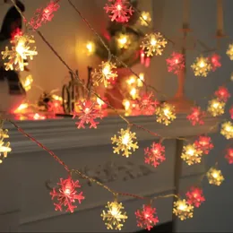 1 cadena de luces LED navideñas con forma de copo de nieve de 14.76 pies, luces decorativas para fiestas, adornos navideños, accesorios navideños, suministros para fiestas de cumpleaños, decoración de habitaciones, regalos de Navidad.