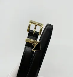 2022 Berömda varumärken Triangel Women039S Small Belt Black Pin Buckle Belt Top Quality Designer New Leather Waistband för Woman Girl3194131