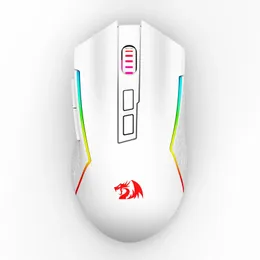 Redragon M693 WirelessWired BT 24G Bluetooth Gaming 8000 DPI Mouse 3Mode Connection RGBバックライトホワイト231228