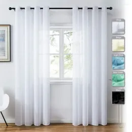 Curtain 2Pcs Sheer Curtains Tulle Terylene Thin Window Gauze Fabric Voile