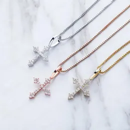 Hip Hop 925 Silver Cross Zircone Pandant Necklace Gold Color Of Out Out Color Pendant Diamond Gold Silvery Bling Bling Collace2257
