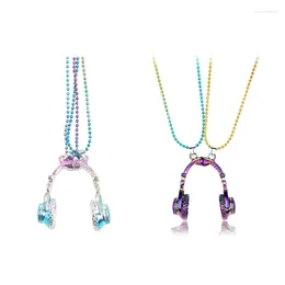 Chains 2 Pcs Music Headphone Pendant Necklace DJ Headset Couple Jewelry