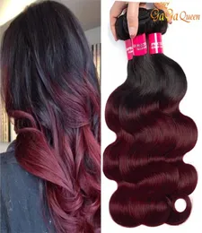 Gagaqueen Brazilian Ombre 1B 99J Body Wave Hair 3 Bundles Burgundy Hair Extensions 1B 99j Human Hair Weave4902563