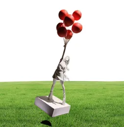 Lüks balon kız heykelleri banksy uçan balonlar kız sanat heykel reçine zanaat ev dekorasyonu Noel hediyesi 57cm2812855