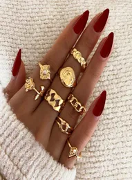 28PCS GOLD KNUCKLE RINGS FARKENT FOR WOME SILD PLATED FIT VINTAGE WAVE MOIND FABER RINGS GIFLE10783308944158