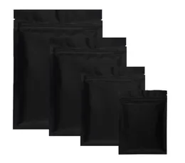 100 pezzi nero opaco piccoli fogli di alluminio con chiusura a zip sacchetti di plastica a prova di odore polvere di erbe termosaldabile borsa a chiusura lampo piatta Pouch4757985