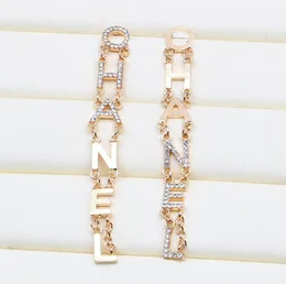 Orecchini pendenti placcati oro 18 carati da donna Orecchini a bottone Designer di marca Geometria Lettere Moda Donna Orecchini con strass di cristallo Matrimonio 5585248