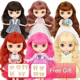 Dolls ICY factory Blyth doll Joint body with hands Glossy face with big breast different hair color Natural skin 30cm 1/6 toy gift LJ201