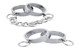 Манжеты с замком из нержавеющей стали высотой 20 мм, металлические наручники, круглые овальные манжеты, браслеты, браслеты унисекс, запираемый браслет на щиколотке9754486