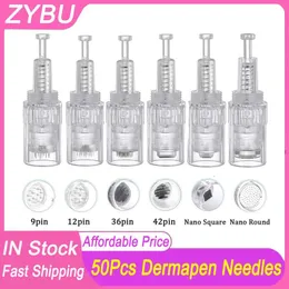 Parçalar 50 PCS Derma Kalem Vidalı Kartuş Değiştirme MTS Mezo Terapisi için Mikro Kuzgun Dövme İğneleri 12/24/36/42 PINS Nano Microbleedle D