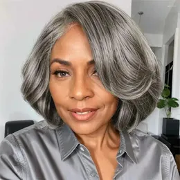 Rosabeauty Glueless 5x5 Lace Closure Wigs Human Hair Grey Short Bob Salt and Peppe Wear wear wig for wig for women