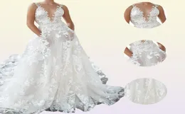 Backless 2022 Boho Wedding Dress 3D Appliqued Summer Beach Suknie ślubne z tiule ramię uwielbia koronkowe małżeństwo na świeżym powietrzu DR3083598