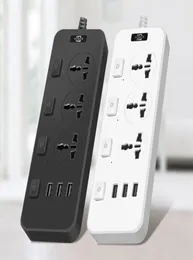 Smart Power Plugs Strip With 3 USB 5V 2A Ports 2500 Joules 65 Feet Extension Cord Surge Protector For Dorm Room7155200