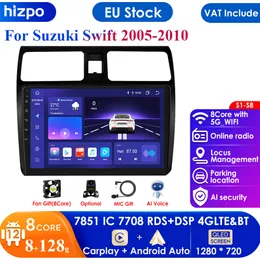 Carplay 4G 2 Din Android 12 Car Multimedia Player for Suzuki Swift 2005-2010 Navigation GPS Autoradio Stereo DSP BT SWC DVR Cam