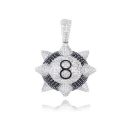 Iced Out Trippieredd Inspirado Spike 8ball Bilhar Pingente Colar Com Corda Queixo Tênis Corrente Hip Hop Jewelry2639559