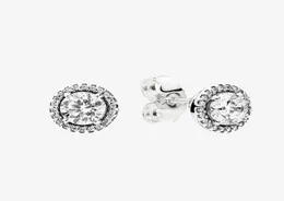 Big CZ Diamond Wedding Earrings Women Summer Jewelry For 925 Sterling Silver Round Sparkle Halo Studörhängen med original Box5509723
