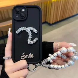 حالة هاتف المصمم لـ iPhone 15 Promax 14 Plus 13 Pro 12 11 Letters Flash Diamond Fashion Women Soft Rubber Fallproof