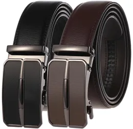 Men039S Beltautomatiska spänne -skjutspärr lyxbälten för män äkta Leathertrim till fit7960363