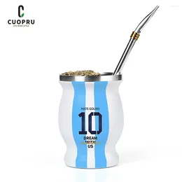Чайные чашки Чашка Yerba Mate с бомбильей (солома), кружка из тыквы и щеточка для чистки (Аргентинский номер 10)