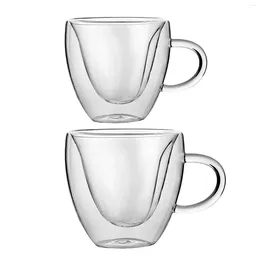 Muggar High Borosilicate Double Wall Coffee Mug Chocolate Glass med handtag klart för te cappuccino dryck presentkök