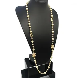 체인 2021 Cnaniya 브랜드 보석 시뮬레이션 된 진주 가닥 긴 목걸이 여성을위한 긴 목걸이 Bijoux Femmes Collier Perles Collar Perlas Bijout318d