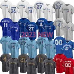 Jersey de beisebol 27 Vladimir Guerrero Jr 4 George Springer 12 Daulton Varsho Blue Jays Bo Bichette Matt Chapman Alejandro Kirk Toronto Kevin Kiermaier