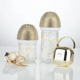 Miyocar Lovely Lovely Luxurious Custom Baby Pacifiers 및 Baby Bottle Set Boy and Girl 0-6 개월 베이비 샤워 231229