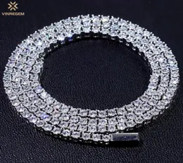 Kedjor Vinregem Hip Hop Rock 925 Sterling Silver Created Moissanite Gemstone Unisex Tennis Chain Halsband Fina smycken Birthday GI5807024