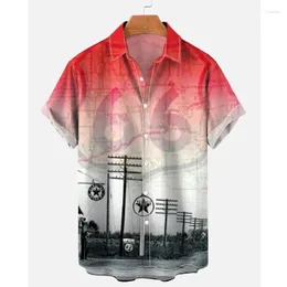 Camicie casual da uomo Camicia estiva a maniche corte stampata da corsa 3d Daily 66 Highway Man Tops Abbigliamento uomo oversize vintage