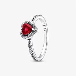 925 prata esterlina elevada anel de coração vermelho para mulheres anéis de casamento moda jóias de noivado acessórios220e