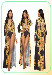 Sexy impressão manga longa cobrir feminino designer maiô duas peças conjunto de uma peça com decote em v maiô sexy swimwear5642088