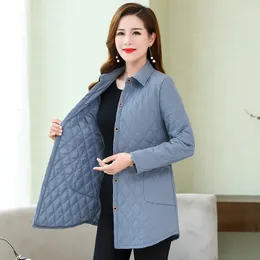 Thin quilted jacket autumn winter Warm Long-sleeved Jacket Parkas middle age women cotton-padded tops mother Cotton coat 231228