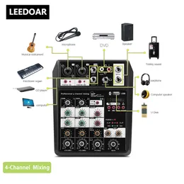 Auricolari Leedoar C4 4 canali Live Streaming Computer Dj Multifunzione compatibile Jack per cuffie Scheda audio da studio Mixer audio portatile