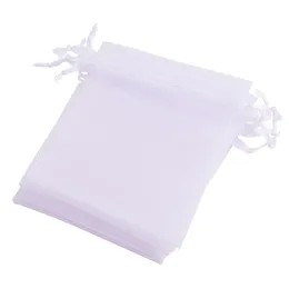 15x20cm cor branca pacote de jóias sacos de cordão grandes bolsas sacos de organza 100 peças lot223w