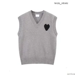 Kamizelka Amis Paris Sweat Bez rękawów V Paris Paris Fashion Jumper High Street Sweat Winter ami Heart Coeur Love Jacquard AmisWeater 524