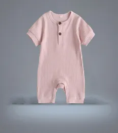 Macacões nascidos infantil bebê menino menina roupas de algodão sólido macacão macacão de malha com nervuras playsuit primavera outono outfit 018 meses3248380