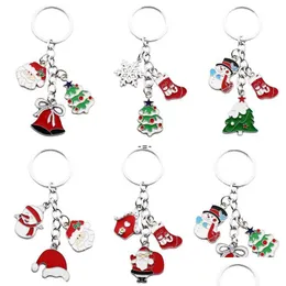 Party Favor Creativity Christmas Series Santa Snowman Keychain Zinc Eloy Pendant Gifts Decoration For Home Xmas Decor RRA11927 Drop DHKBC