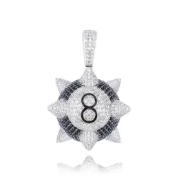 Iced Out Trippieredd Spike 8ball Billiard Necklace مع حبل Chin Tennis Chain Hip Hop Jewelry7362648