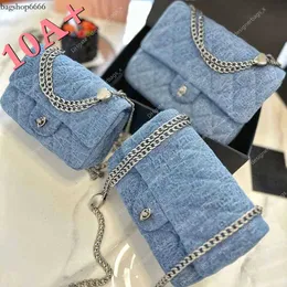 Rose Bag Mini Handbas Blue Denim Canvas Mulheres Designer Sier Chain Bags 3 Flap Tamanhos Diamante Presente Treliça com Caixa de Alta Qualidade Pequena