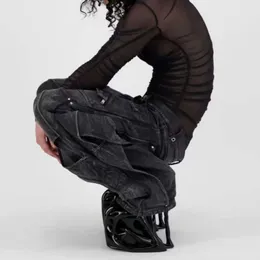 Streetwear Black Punk Men 2023 American INS Fashion Casual Wide Leg Trousers Hip Hop Baggy Jeans Cargo Pants Women