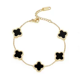 Joyería al por mayor, regalo de lujo, acero inoxidable, oro de 18 quilates, pulsera de flor de la suerte para mujer 324w