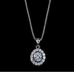 Fashion Designer Necklaces Big Circle CZ Diamond Pendant Necklace with Box Chain for Women White Zircon Jewery for Wedding Party8547755