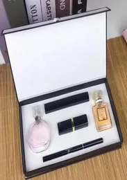 Marca conjunto de maquiagem 15ml perfume batons delineador rímel 5 em 1 com caixa kit de cosméticos lábios para mulheres presente gota delivery9092224