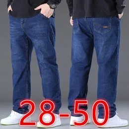 Мужские джинсы синие мужские большие размеры 48 50 джинсовые брюки большие для 45-150 кг Hombre широкие брюки Pantalon Homme