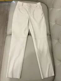 Calça cargo 2023 moda coreana primavera outono calças de couro genuíno streetwear 231228