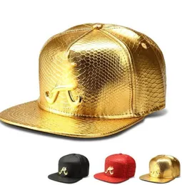 ボールキャップワニのパターンレターヘッドサマートラッカーキャップPUスナップバックヒップホップハット男性野球帽子