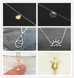 10 pezzi oro argento conchiglia onda del mare sole ancora tridente caffeina struttura chimica molecolare molecola pendente collana a catena per donna girocollo