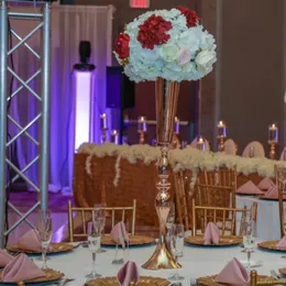 Support de fleurs en métal doré, pièce maîtresse de mariage, arrangement Floral de mariage, décor de Table, vase en fer forgé, 64cm, 100cm, 174